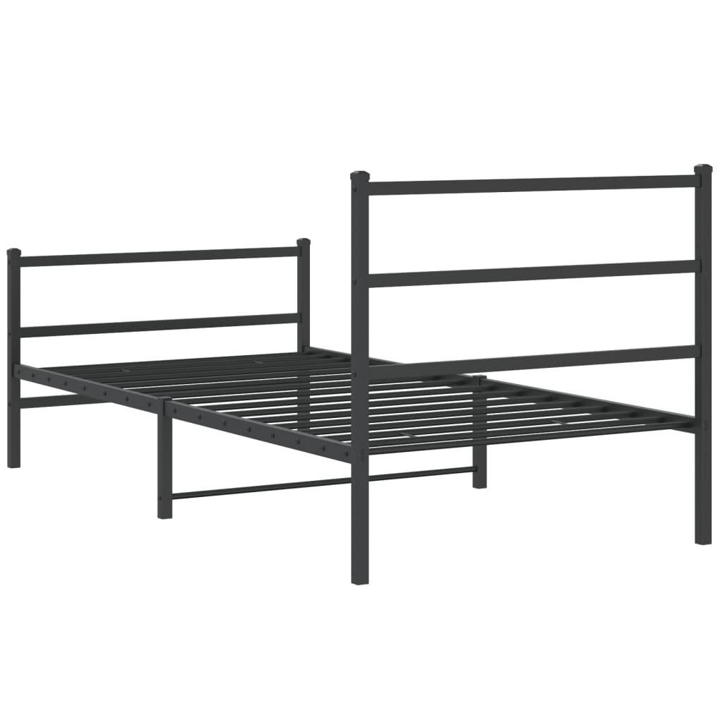 Estrutura de cama com cabeceira e pés 100x190 cm metal preto