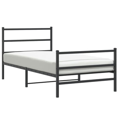 Estrutura de cama com cabeceira e pés 100x200 cm metal preto