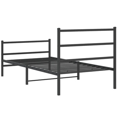 Estrutura de cama com cabeceira e pés 100x200 cm metal preto