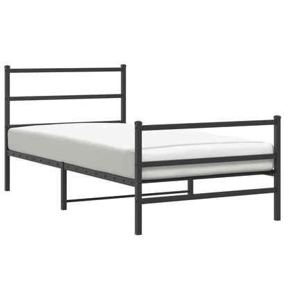 Estrutura de cama com cabeceira e pés 107x203 cm metal preto