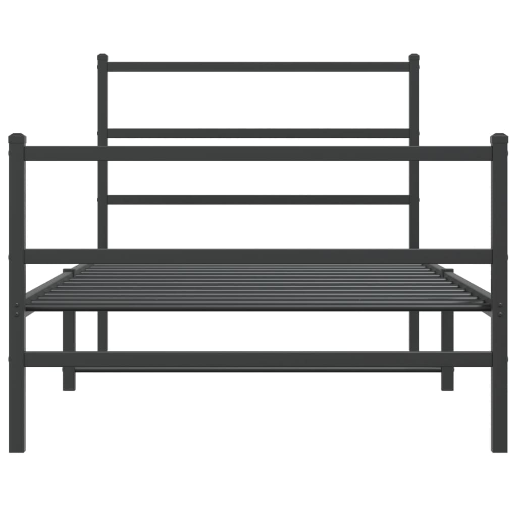 Estrutura de cama com cabeceira e pés 107x203 cm metal preto