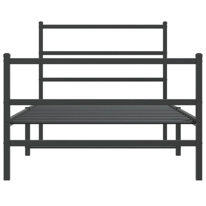 Estrutura de cama com cabeceira e pés 107x203 cm metal preto