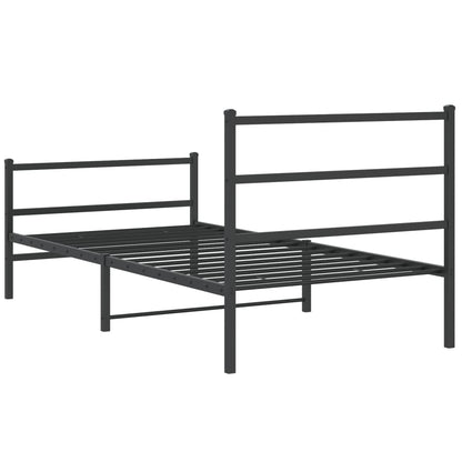 Estrutura de cama com cabeceira e pés 107x203 cm metal preto