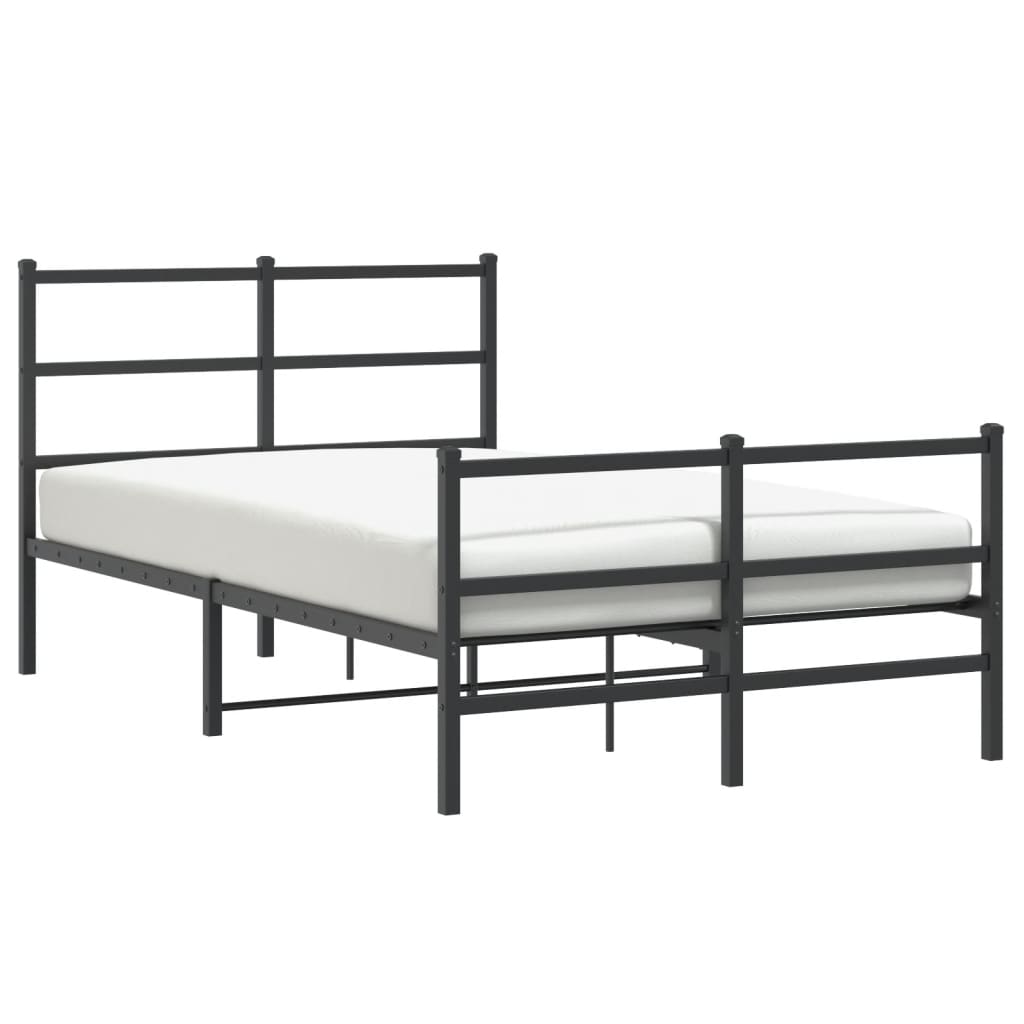 Estrutura de cama com cabeceira e pés 120x190 cm metal preto