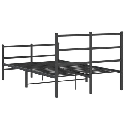 Estrutura de cama com cabeceira e pés 120x190 cm metal preto