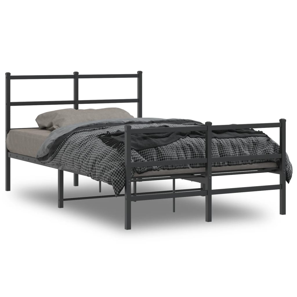 Estrutura de cama com cabeceira e pés 120x190 cm metal preto