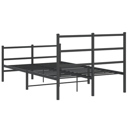 Estrutura de cama com cabeceira e pés 120x200 cm metal preto