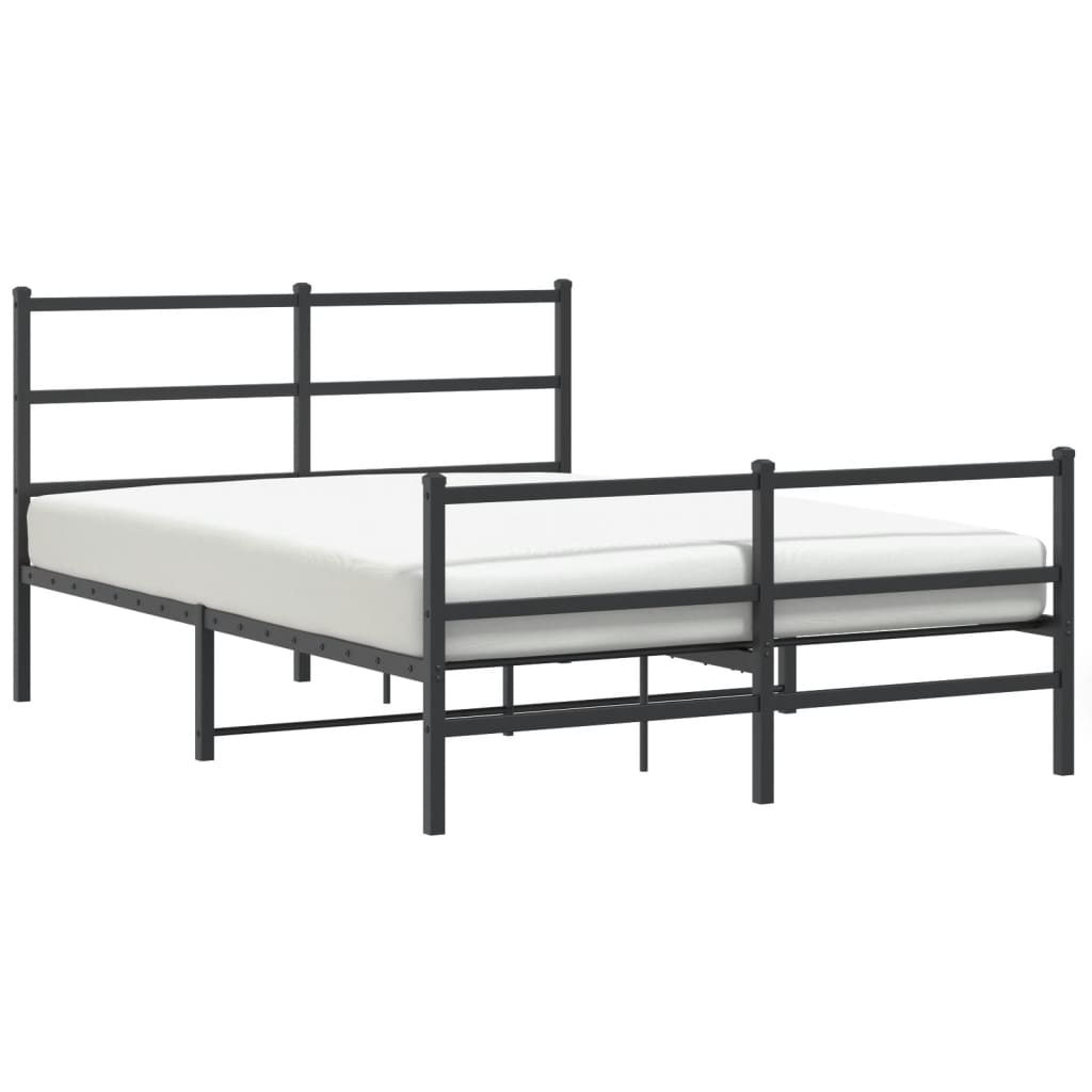 Estrutura de cama com cabeceira e pés 135x190 cm metal preto