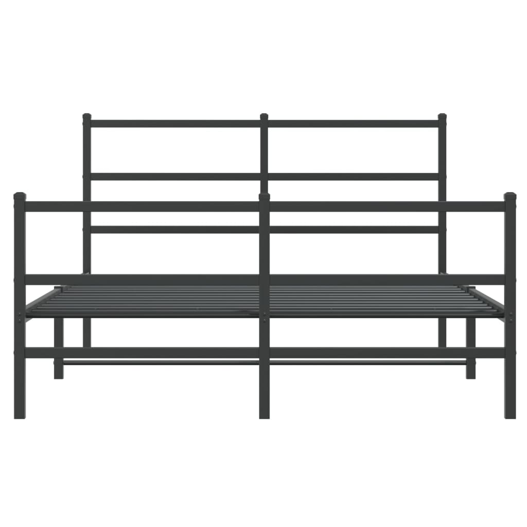 Estrutura de cama com cabeceira e pés 135x190 cm metal preto