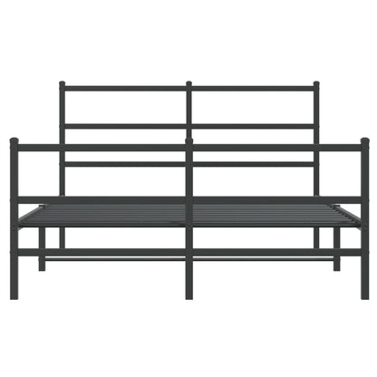 Estrutura de cama com cabeceira e pés 135x190 cm metal preto