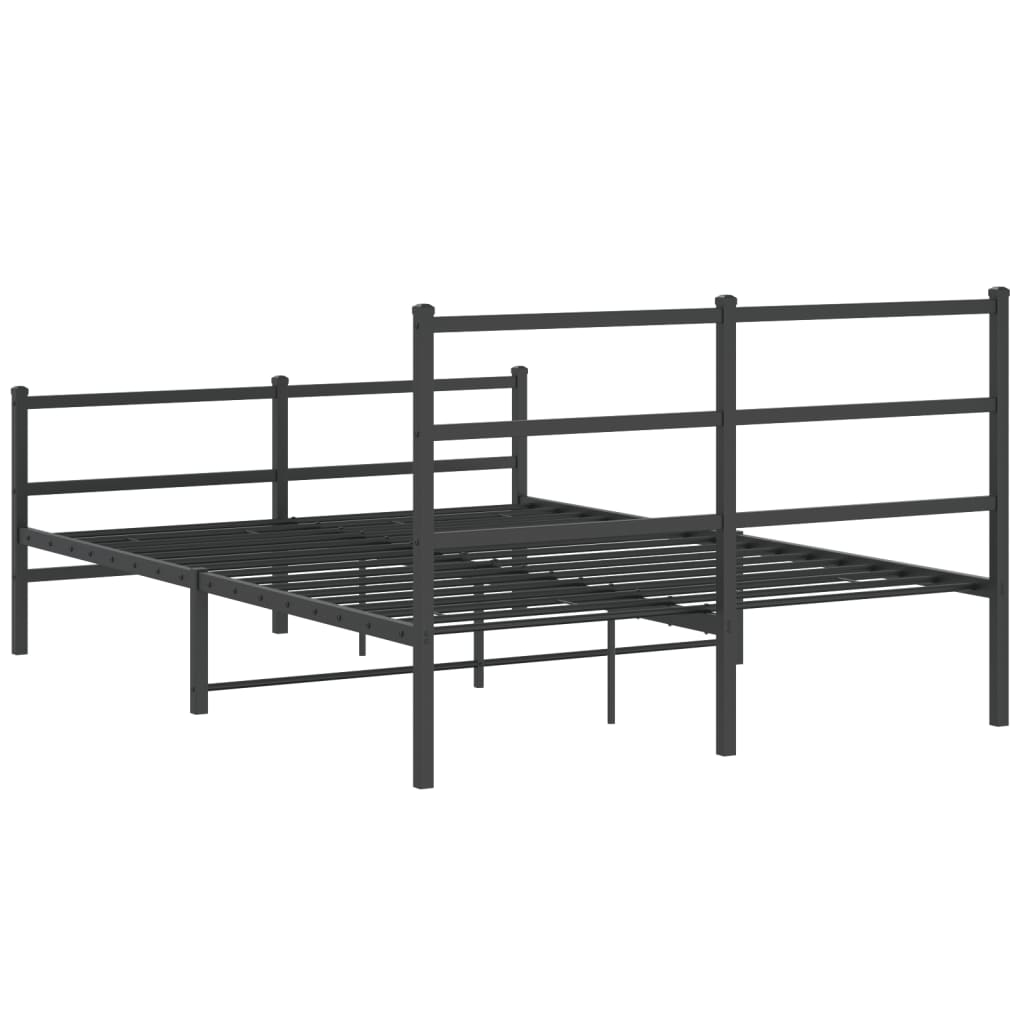 Estrutura de cama com cabeceira e pés 135x190 cm metal preto