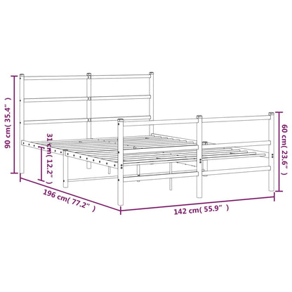 Estrutura de cama com cabeceira e pés 135x190 cm metal preto