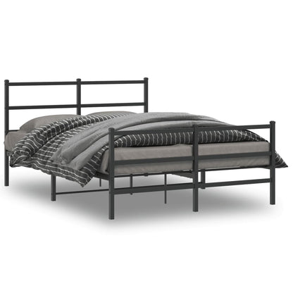 Estrutura de cama com cabeceira e pés 135x190 cm metal preto