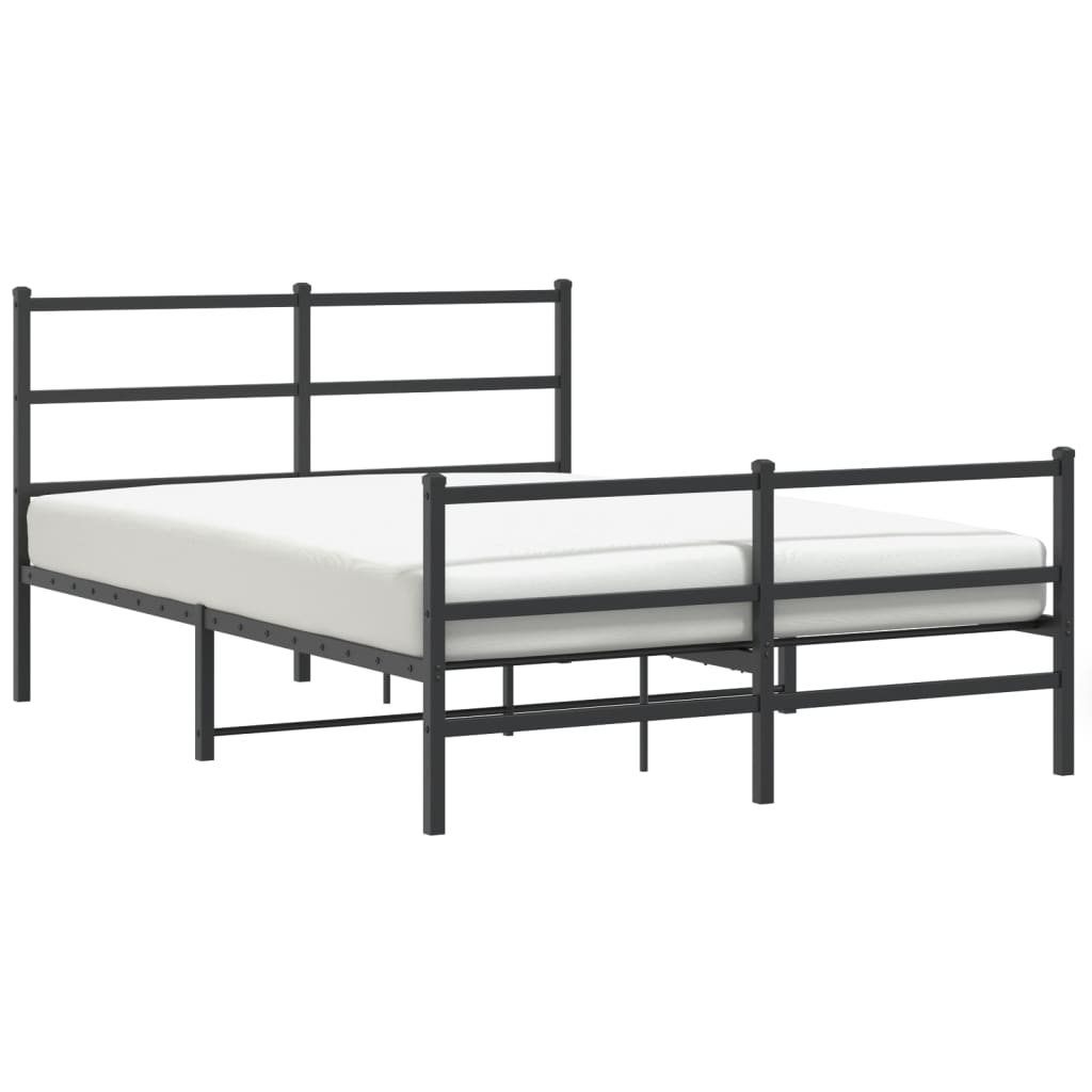 Estrutura de cama com cabeceira e pés 140x190 cm metal preto