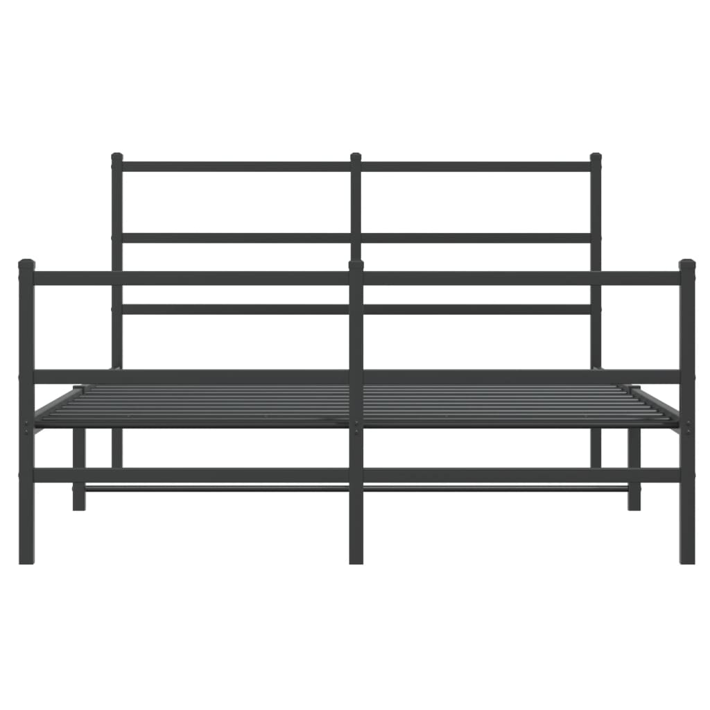 Estrutura de cama com cabeceira e pés 140x190 cm metal preto