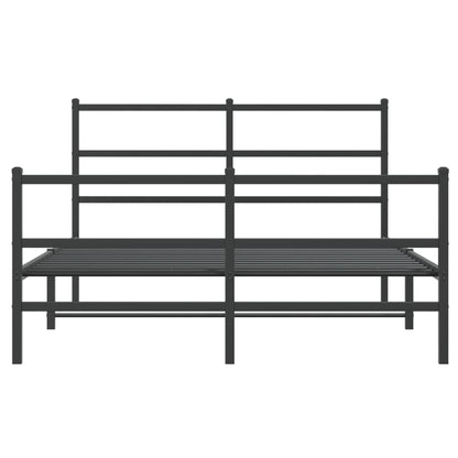 Estrutura de cama com cabeceira e pés 140x190 cm metal preto