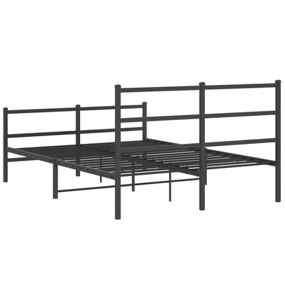 Estrutura de cama com cabeceira e pés 140x190 cm metal preto