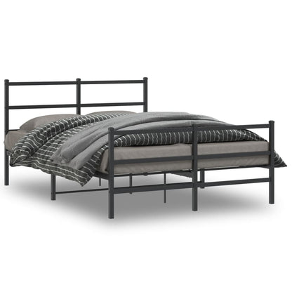 Estrutura de cama com cabeceira e pés 140x190 cm metal preto