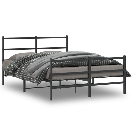 Estrutura de cama com cabeceira e pés 140x200 cm metal preto