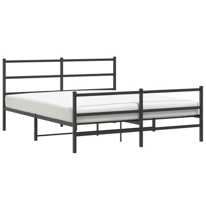 Estrutura de cama com cabeceira e pés 150x200 cm metal preto