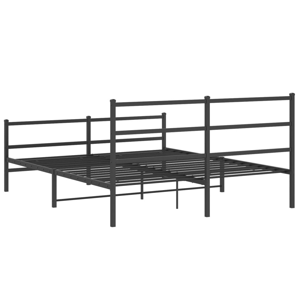 Estrutura de cama com cabeceira e pés 150x200 cm metal preto