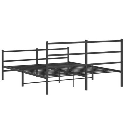 Estrutura de cama com cabeceira e pés 150x200 cm metal preto