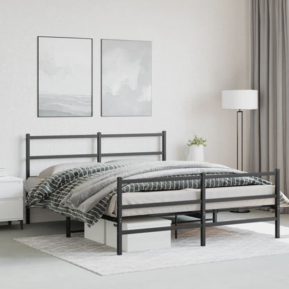 Estrutura de cama com cabeceira e pés 160x200 cm metal preto