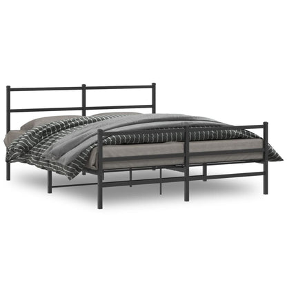 Estrutura de cama com cabeceira e pés 160x200 cm metal preto