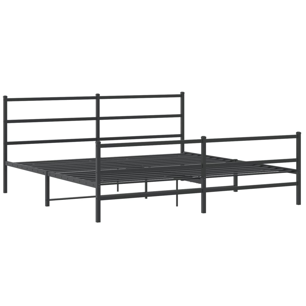 Estrutura de cama com cabeceira e pés 180x200 cm metal preto