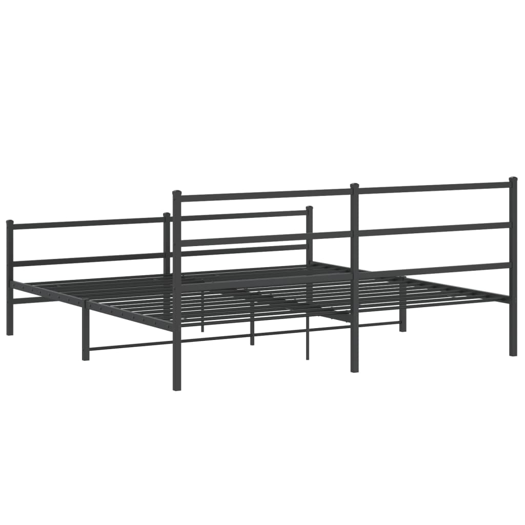 Estrutura de cama com cabeceira e pés 180x200 cm metal preto