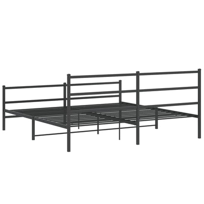 Estrutura de cama com cabeceira e pés 180x200 cm metal preto