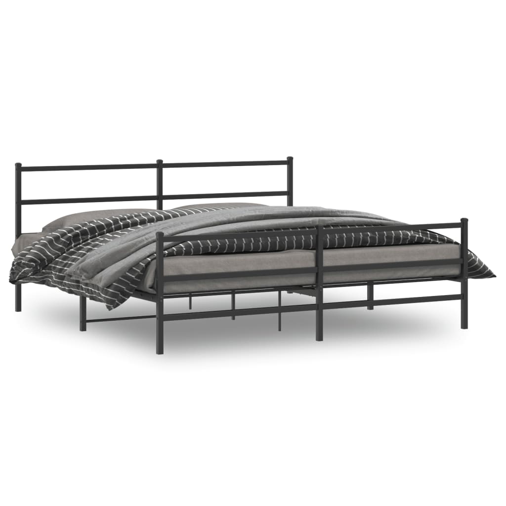 Estrutura de cama com cabeceira e pés 180x200 cm metal preto