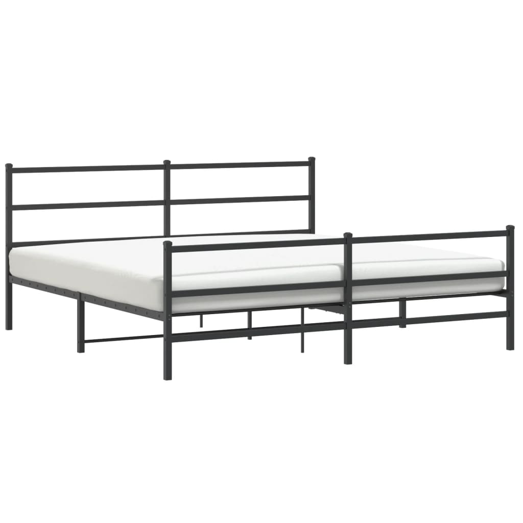 Estrutura de cama com cabeceira e pés 183x213 cm metal preto