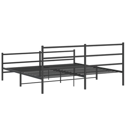 Estrutura de cama com cabeceira e pés 183x213 cm metal preto