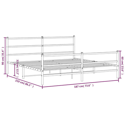 Estrutura de cama com cabeceira e pés 183x213 cm metal preto