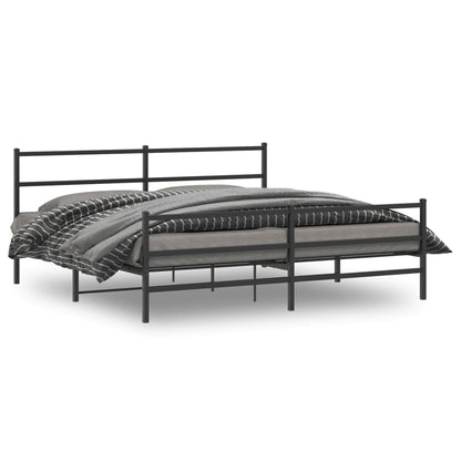 Estrutura de cama com cabeceira e pés 183x213 cm metal preto