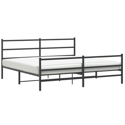 Estrutura de cama com cabeceira e pés 193x203 cm metal preto