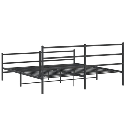 Estrutura de cama com cabeceira e pés 193x203 cm metal preto