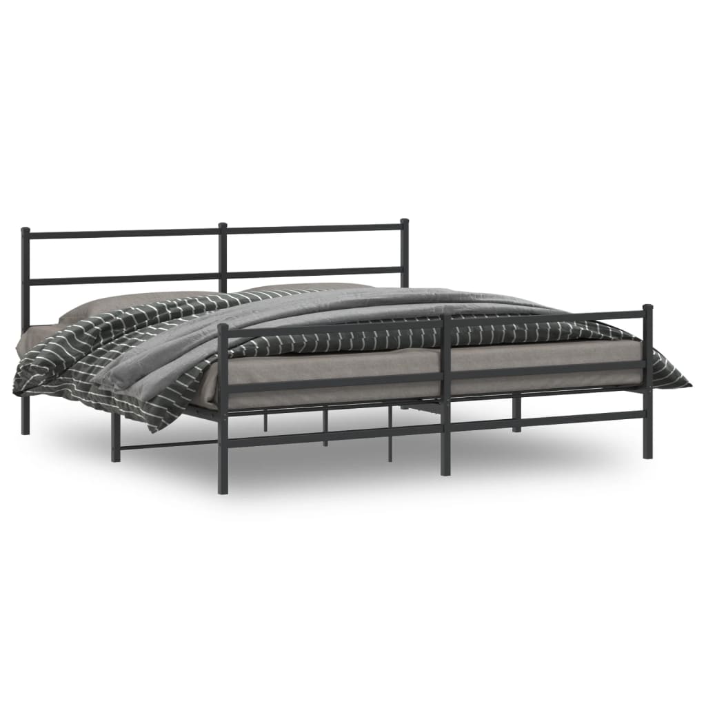 Estrutura de cama com cabeceira e pés 193x203 cm metal preto