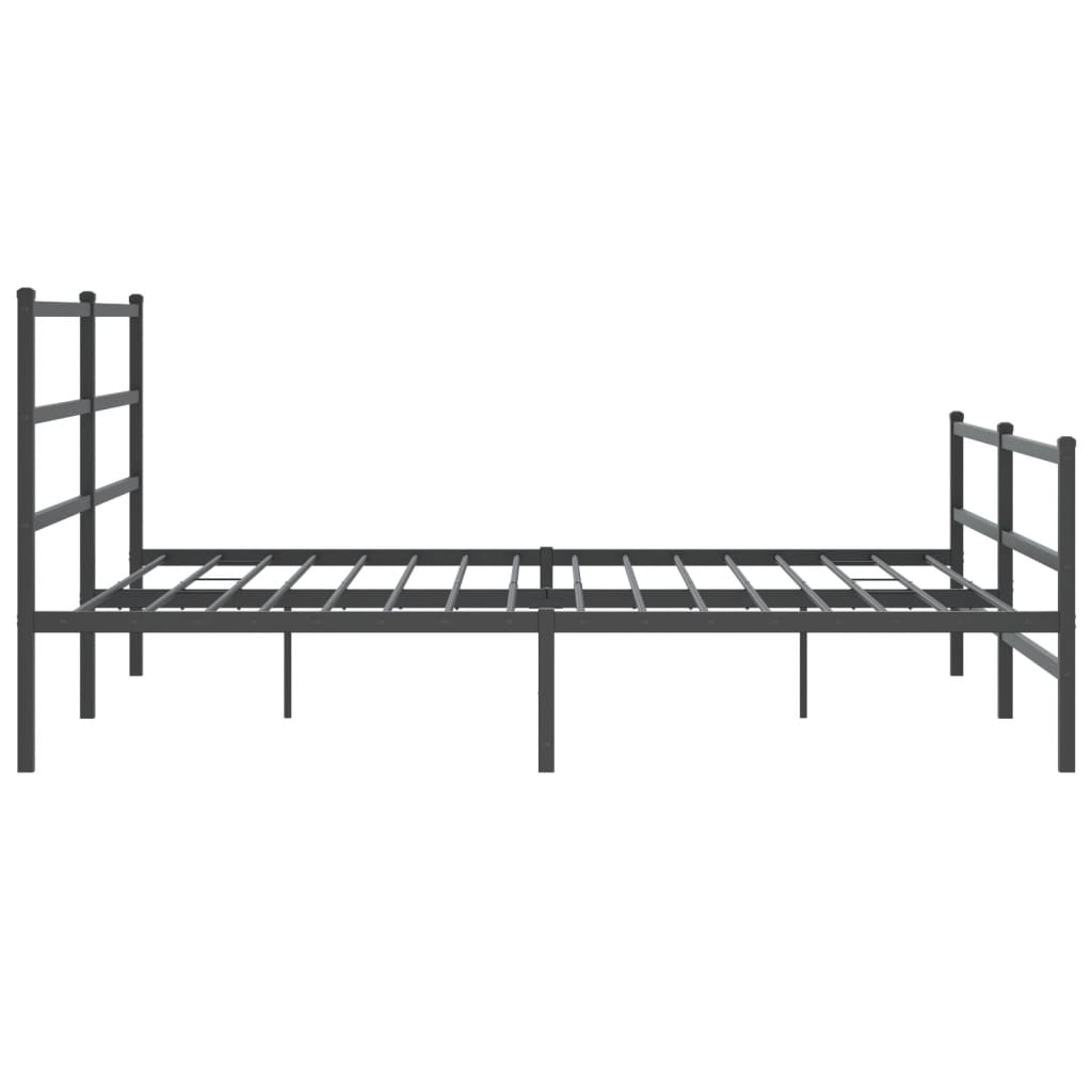 Estrutura de cama painéis cabeceira e pés 200x200cm metal preto