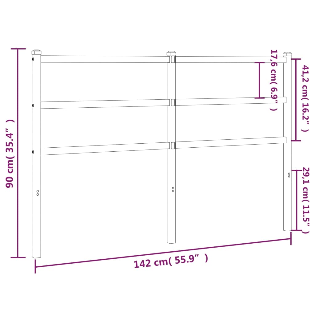 Cabeceira de cama 135 cm metal preto