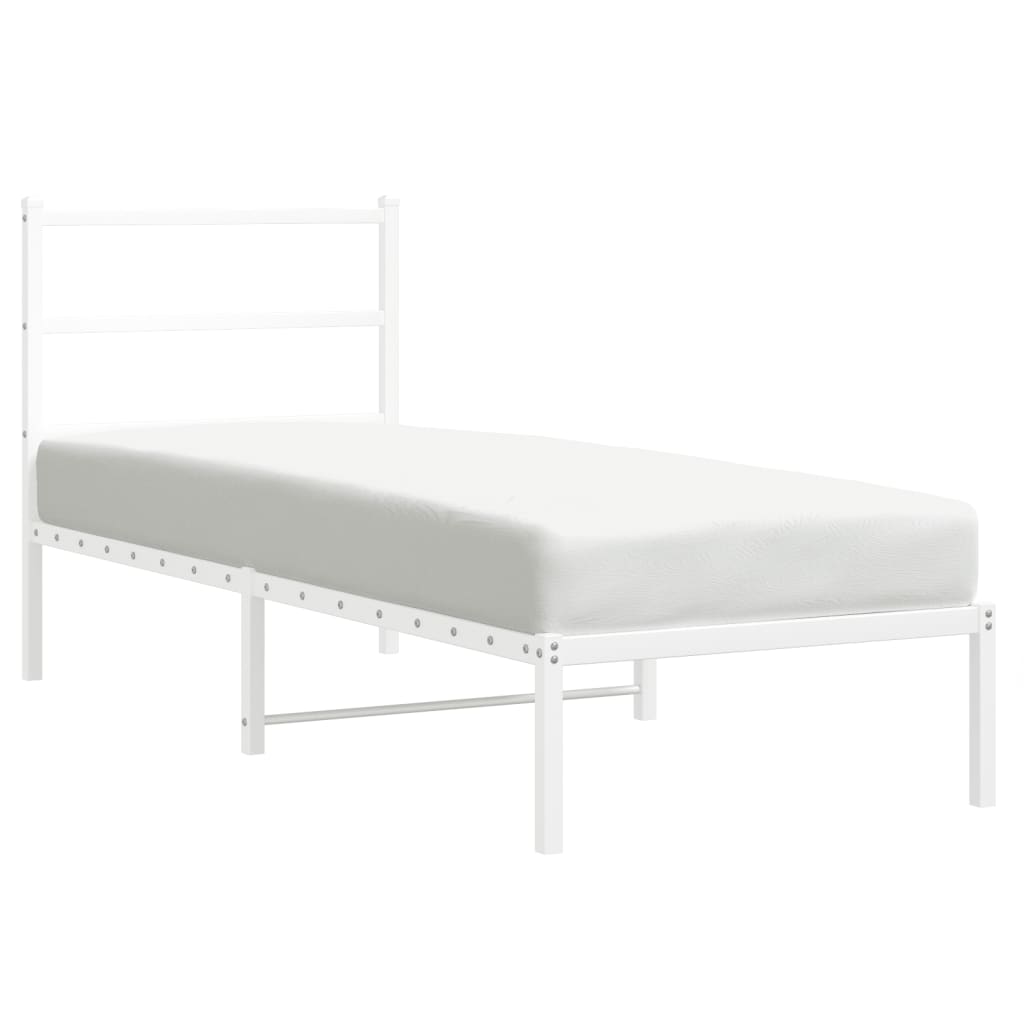 Estrutura de cama com cabeceira 75x190 cm metal branco