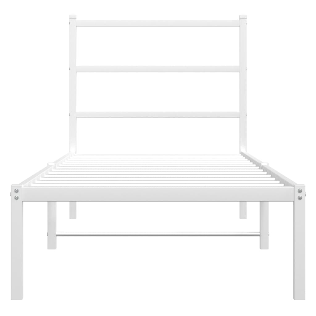 Estrutura de cama com cabeceira 75x190 cm metal branco