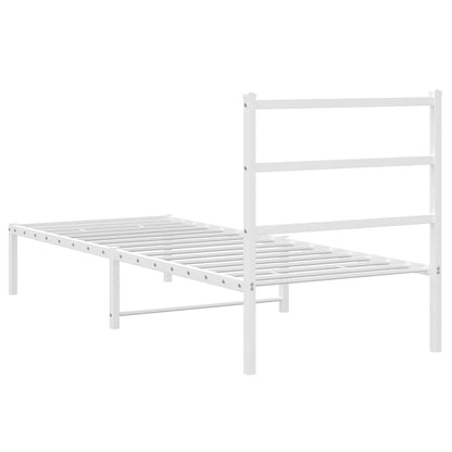 Estrutura de cama com cabeceira 75x190 cm metal branco