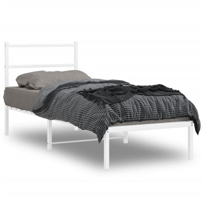 Estrutura de cama com cabeceira 75x190 cm metal branco