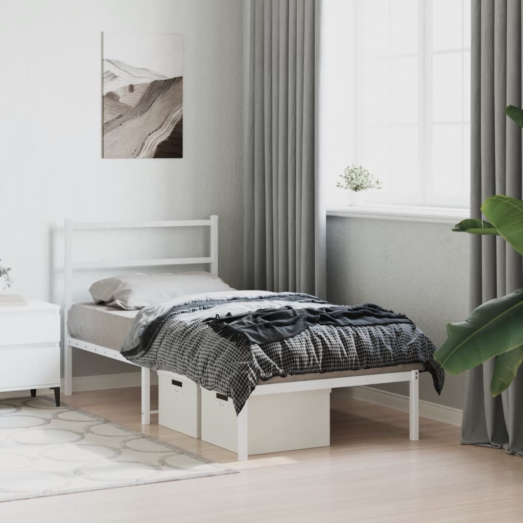 Estrutura de cama com cabeceira 90x190 cm metal branco