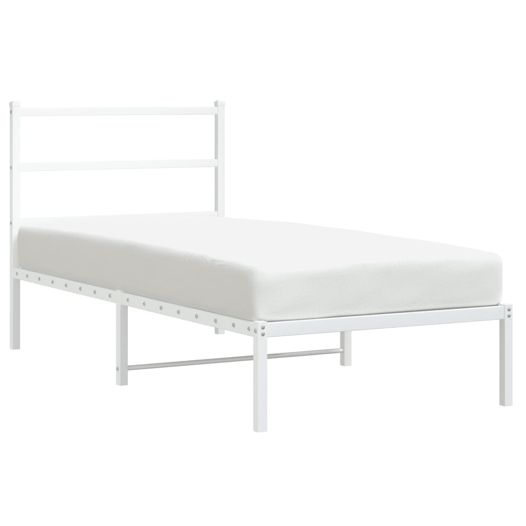 Estrutura de cama com cabeceira 90x190 cm metal branco