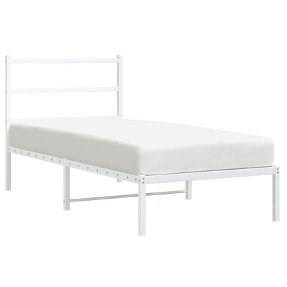 Estrutura de cama com cabeceira 90x190 cm metal branco