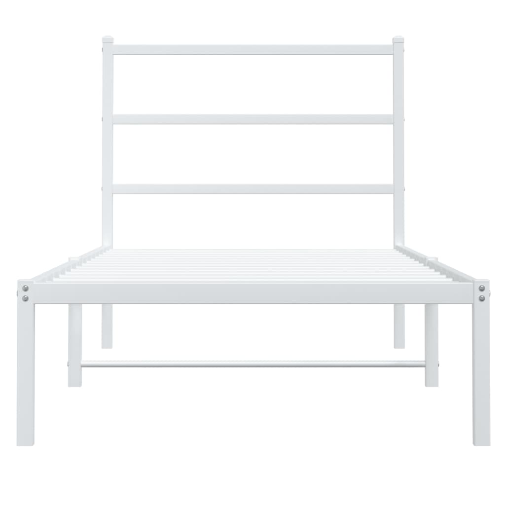 Estrutura de cama com cabeceira 90x190 cm metal branco