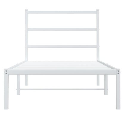 Estrutura de cama com cabeceira 90x190 cm metal branco